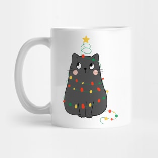 Cute Christmas Cat With Xmas Lights - Cat Lover Gifts Mug